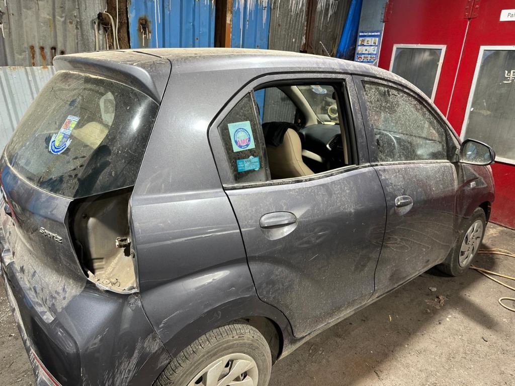 Vehicle body repair underway in the workshop