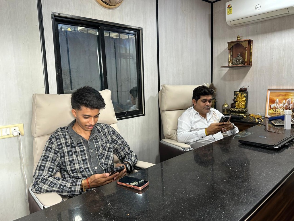 Anil Hinduja Sir and Pratham Shah Sir at the workshop office